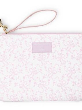 LoveShackFancy Pink and White Bow Print Pencil Case